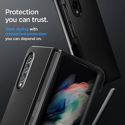 Spigen Thin Fit P for Samsung Galaxy Z Fold 3 5G Case, Galaxy Z Fold 3 5G Back Cover - Black