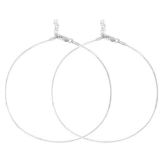 925 Sterling Silver Anklet Pair | Rhodium Plated Adorned Women Chain Anklet | - Rajputtrade