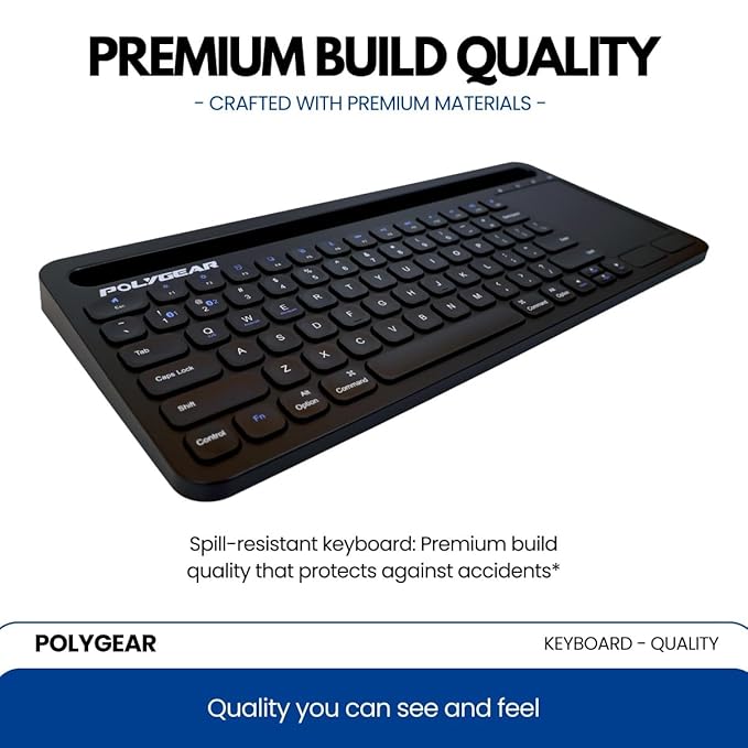 POLYGEAR BTX5050 Stylish Bluetooth Keyboard with touchpad, Multi Device Bluetooth 5.0, Wireless for Laptop, Mobile, iPad with Touchpad, Rechargeable and Portable, Type-C Charging - Rajputtrade