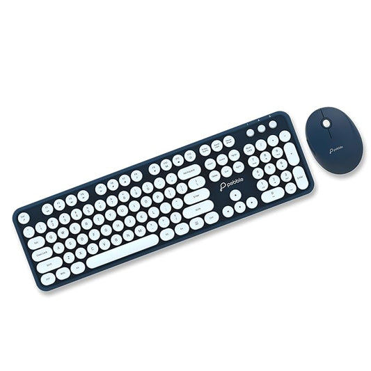 Pebble Wireless Mouse & Keyboard Combo with 2.4GHz Nano Receiver, Rounded Keys, Integrated Multimedia Control and Power Saving (Blue) - Rajputtrade