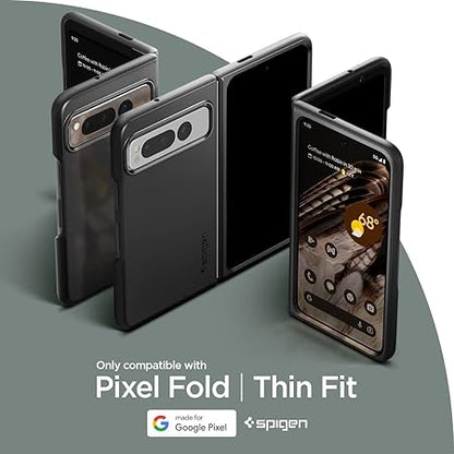 Spigen Thin Fit for Google Pixel Fold Case, Pixel Fold Back Cover - TPU+PC｜Black