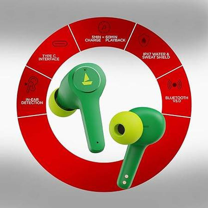 boAt Airdopes 451v2 Bluetooth Truly Wireless in Ear Earbuds with Mic(Viper Green) - Rajputtrade
