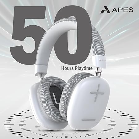 APES Fusion Style Wireless Headphone, 40mm Dynamic Drivers, 50Hrs Playtime, Fast Charge (White Grey) - Rajputtrade