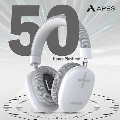 APES Fusion Style Wireless Headphone, 40mm Dynamic Drivers, 50Hrs Playtime, Fast Charge (White Grey) - Rajputtrade