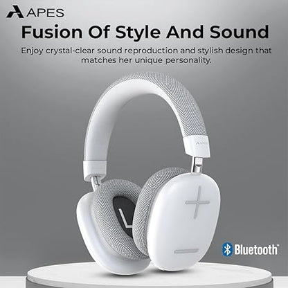APES Fusion Style Wireless Headphone, 40mm Dynamic Drivers, 50Hrs Playtime, Fast Charge (White Grey) - Rajputtrade