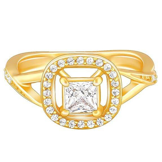 925 Silver Golden Beautiful Bliss Ring,Fixed Size,Indian - 12| Gifts for Women and Girls | - Rajputtrade