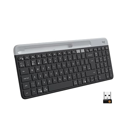 Logitech K580 Slim Multi-Device Wireless Keyboard Bluetooth/Receiver, Compact, Easy Switch, 24 Month Battery, Win/Mac, Desktop, Tablet, Smartphone, Laptop Compatible - Graphite - Rajputtrade