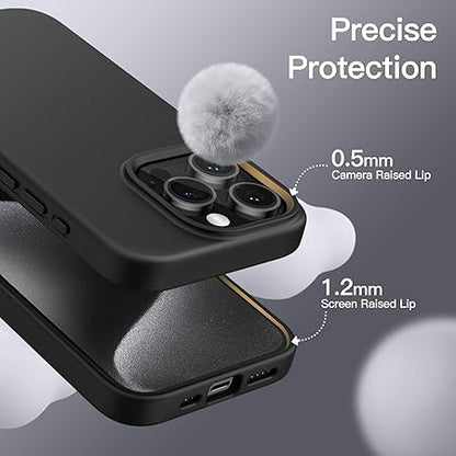 iPhone 15 Pro Case 6.1, Slim Liquid Silicone 3 Layers Full Covered Soft (Black)