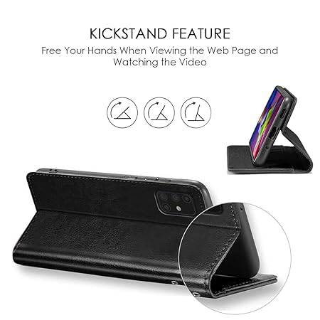 Samsung Galaxy A20 | A30 | M10s (Flexible | Leather Finish | Card Pockets Wallet & Stand | Black)