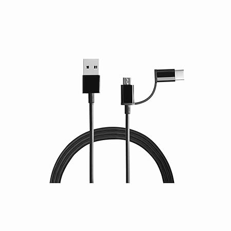 2-in-1 USB Cable 100cm Black | Multipurpose Cable which Supports Both Type C & Type B | 480Mbps Speed