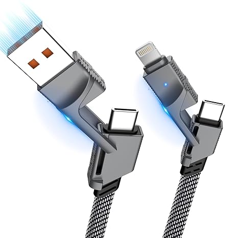 USB C Cable, 4-in-1 USB-C Cable (3.3ft), 100W USB-C Charger Cable, MacBook, iPad, iPhone, Samsung - Black