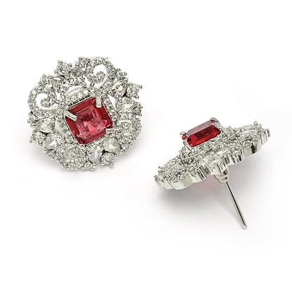 Rhodium Plated Silver Toned Brass Royale Celebrity Inspired, Cystal Jewellery Set For Women & Girls - Rajputtrade
