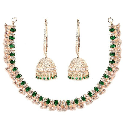 Necklace With Earring Jewellery Set For Woment and Girl (Rose Gold Pink) - Rajputtrade