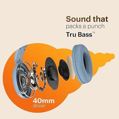 Noise Two Wireless On-Ear Headphones with 50 Hours Playtime, Low Latency(up to 45ms) BT v5.3 (Serene Blue)