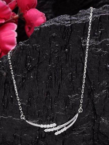 925 Sterling Silver Isla Pendant Chain Jewellery Set | Platinum Plated, Swiss Zirconia | Gift for Women & Girls - Rajputtrade
