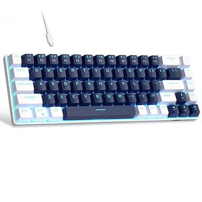 MageGee Portable 60% Mechanical Gaming Keyboard, MK-Box LED Backlit Compact 68 Keys Mini Wired Office Keyboard with Blue Switch for Windows Laptop PC Mac - Blue/White - Rajputtrade