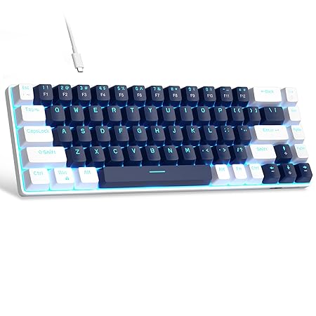 MageGee Portable 60% Mechanical Gaming Keyboard, MK-Box LED Backlit Compact 68 Keys Mini Wired Office Keyboard with Blue Switch for Windows Laptop PC Mac - Blue/White - Rajputtrade