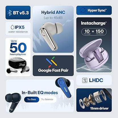 Noise Buds X Ultra in-Ear Truly Wireless Earbuds with Hybrid ANC (Up to 45dB), 50H of Playtime - Rajputtrade