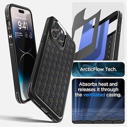 Spigen Cryo Armor Back Cover Case Compatible with iPhone 14 Pro (TPU + Poly Carbonate | Matte Black)