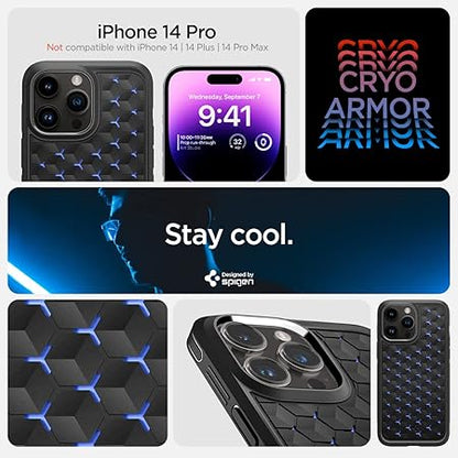 Spigen Cryo Armor Back Cover Case Compatible with iPhone 14 Pro (TPU + Poly Carbonate | Matte Black)