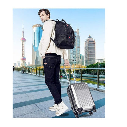 Red Lemon Swisslook Polyester Bange Series 45L 15.6-inch Laptop Bags Backpack for Men and Women Semi Waterproof USB with Anti Theft Pocket Travel Backpack - Rajputtrade