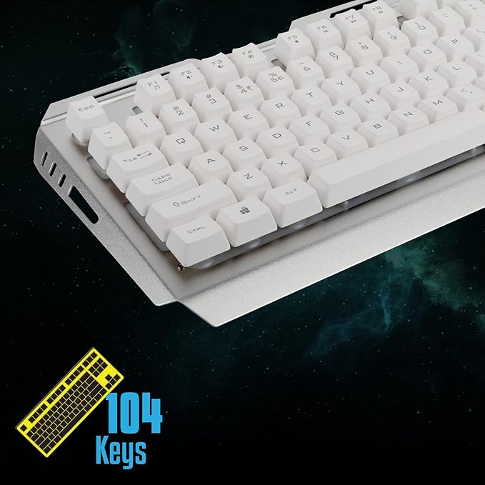 Zebronics Transformer Gaming Keyboard and Mouse Combo,Braided Cable,Durable Al body,Multimedia keys and Gaming Mouse with 6 Buttons, Multi-Color LED Lights, High-Resolution Sensor with 3200 DPI(white) - Rajputtrade