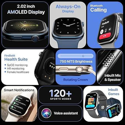 Fire-Boltt Brillia Smart Watch with 51.3mm (2.02 inch) AMOLED Display, Bluetooth Calling, SpO2 (Brillia, Dark Grey) - Rajputtrade