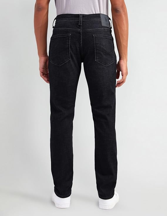 U.S. Polo Assn. Denim Co. Men's Black Mid Rise Wash Button Cotton Slim Jeans - Rajputtrade