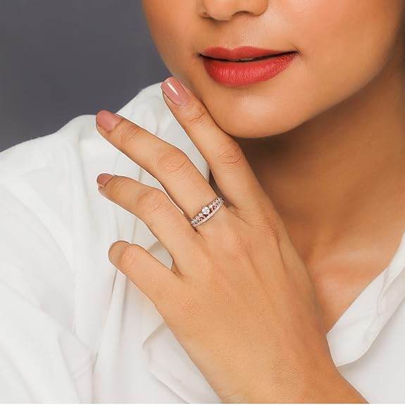 925 Silver Rose Gold Queen's Crown Ring, Adjustable | Gifts for Girlfriend, Gifts for Women and Girls - Rajputtrade