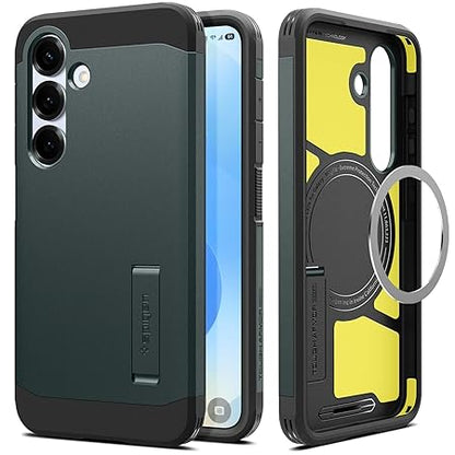Spigen Tough Armor (AI) MagFit for Samsung Galaxy S25 Case, Galaxy S25 Back Cover - TPU+PC｜Abyss Green