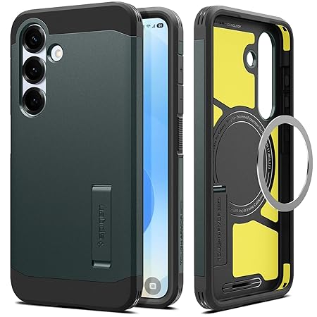 Spigen Tough Armor (AI) MagFit for Samsung Galaxy S25 Case, Galaxy S25 Back Cover - TPU+PC｜Abyss Green