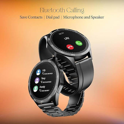 boAt Enigma Radiant Men's Luxury Watch w/Functional Crown, Upto 6 Days Battery, 1.43"(3.63 cm) AMOLED Display Smart Watch (Metal Black) - Rajputtrade