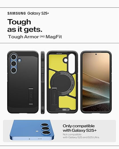 Spigen Tough Armor (AI) MagFit for Samsung Galaxy S25+ Case, Galaxy S25+ Back Cover (2025) - TPU+Poly Carbonate｜Black