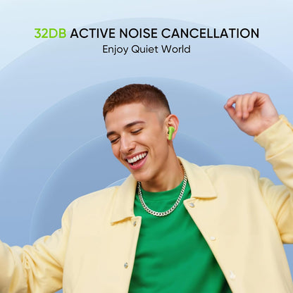 realme Buds T200 True Wireless Earbuds with Hi-Res Audio, 12.4mm Dynamic Bass Drivers, 32 dB ANC, Quad Mic, 45ms Latency, Upto 50 Hrs Playback (4 Color options)