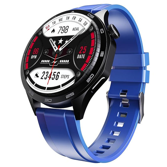 boAt Enigma Radiant Men's Luxury Watch w/Functional Crown, Upto 6 Days Battery, 1.43"(3.63 cm) AMOLED Display Smart Watch (Deep Blue)