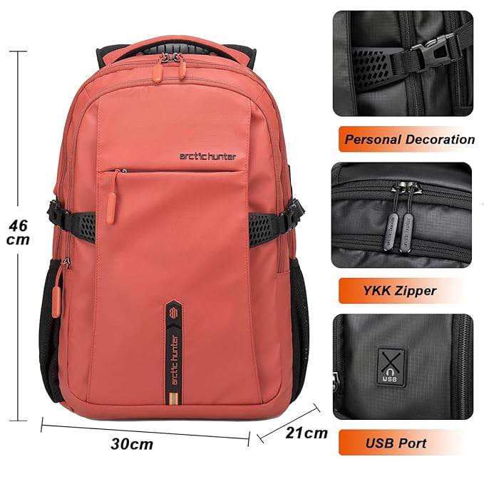 Arctic Hunter Backpack for Men Women 30L Office Casual 15.6-inch Laptop Bag Water-resistant Multi-pockets Sleek Smart College Backpack with USB Port YKK Zipper - Rajputtrade