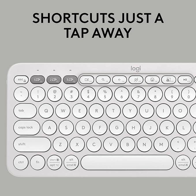 Logitech Pebble 2 Combo, Wireless Keyboard and Mouse, Quiet and Portable, Customisable, Logi Bolt, Bluetooth, Easy-Switch for Windows, macOS, iPadOS, Chrome - Tonal White - Rajputtrade