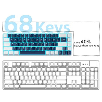MageGee Portable 60% Mechanical Gaming Keyboard, MK-Box LED Backlit Compact 68 Keys Mini Wired Office Keyboard with Blue Switch for Windows Laptop PC Mac - Blue/White - Rajputtrade