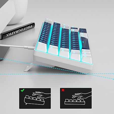 MageGee Portable 60% Mechanical Gaming Keyboard, MK-Box LED Backlit Compact 68 Keys Mini Wired Office Keyboard with Blue Switch for Windows Laptop PC Mac - Blue/White - Rajputtrade