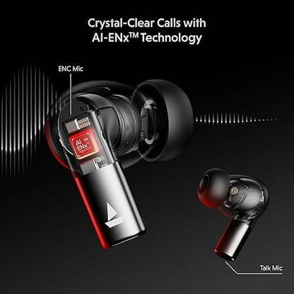 boAt Airdopes Ultra Pro (2025), 100Hrs Battery, Dual Pairing, Spatial Audio, App Support, Fast Charge, 4Mics ENx, v5.3 Bluetooth Earbuds,TWS Ear Buds Wireless Earphones with mic (Gunmetal Black) - Rajputtrade