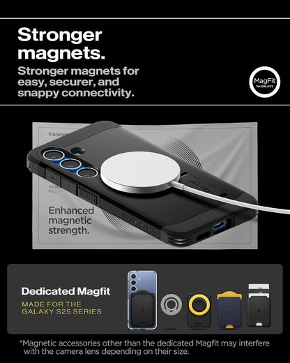 Spigen Tough Armor (AI) MagFit for Samsung Galaxy S25 Case, Galaxy S25 Back Cover - TPU+PC｜Black