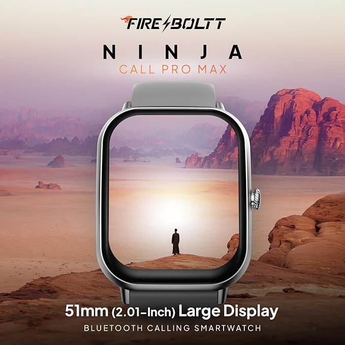 Fire-Boltt Ninja Call Pro Max Smart Watch 2.01 inch Display, Bluetooth Calling (Grey) - Rajputtrade