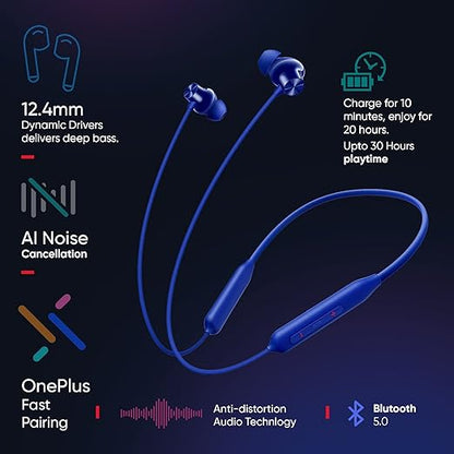 OnePlus Bullets Z2 Bluetooth Wireless in Ear Neckband 30 Hrs Battery Life (Beam Blue) - Rajputtrade