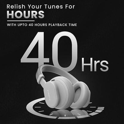 HAMMER Bash Max Over The Ear Wireless Bluetooth Headphones with Mic, Upto 40 Hours Playtime, Bluetooth 5.3 (Grey) - Rajputtrade