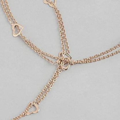 925 Sterling Silver Layered Rose Gold Plating Hearts Anklets (Pair) | Gift for Women & Girls | - Rajputtrade
