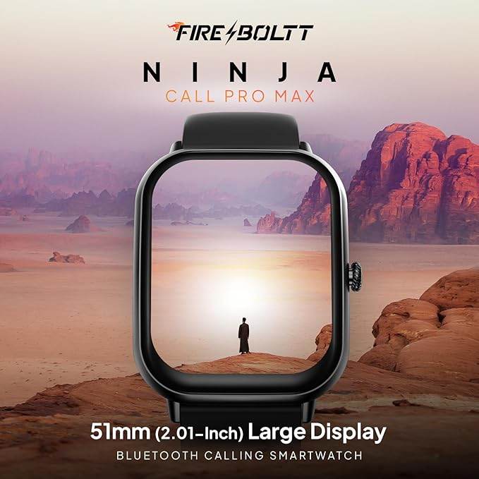 Fire-Boltt Ninja Call Pro Max Smart Watch 2.01 inch Display, Bluetooth Calling (G Black) - Rajputtrade