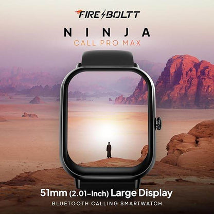 Fire-Boltt Ninja Call Pro Max Smart Watch 2.01 inch Display, Bluetooth Calling (G Black) - Rajputtrade