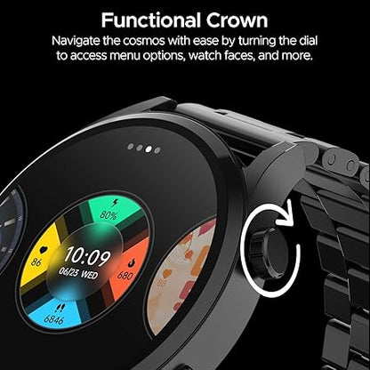 boAt Lunar Embrace w/ 1.51" (3.8 cm) AMOLED Display, BT Calling,  Smart Watch for Men & Women(Steel Black)