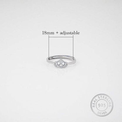 925 Silver Chahat's Crowning Heart Ring, Adjustable | Gifts for Girlfriend, Gifts for Women & Girls| - Rajputtrade