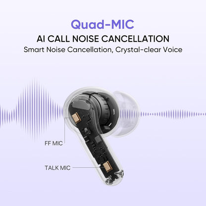 realme Buds T200 True Wireless Earbuds with Hi-Res Audio, 12.4mm Dynamic Bass Drivers, 32 dB ANC, Quad Mic, 45ms Latency, Upto 50 Hrs Playback (4 Color options)